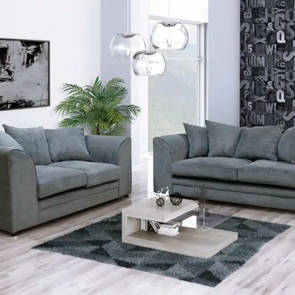 YVONNE 2 PIECE SOFA SET GREY