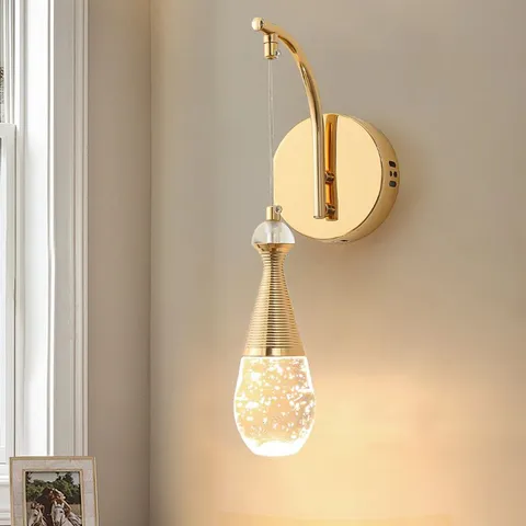 BOXED 1-LIGHT GOLD LED CRYSTAL SWING ARM SCONCE