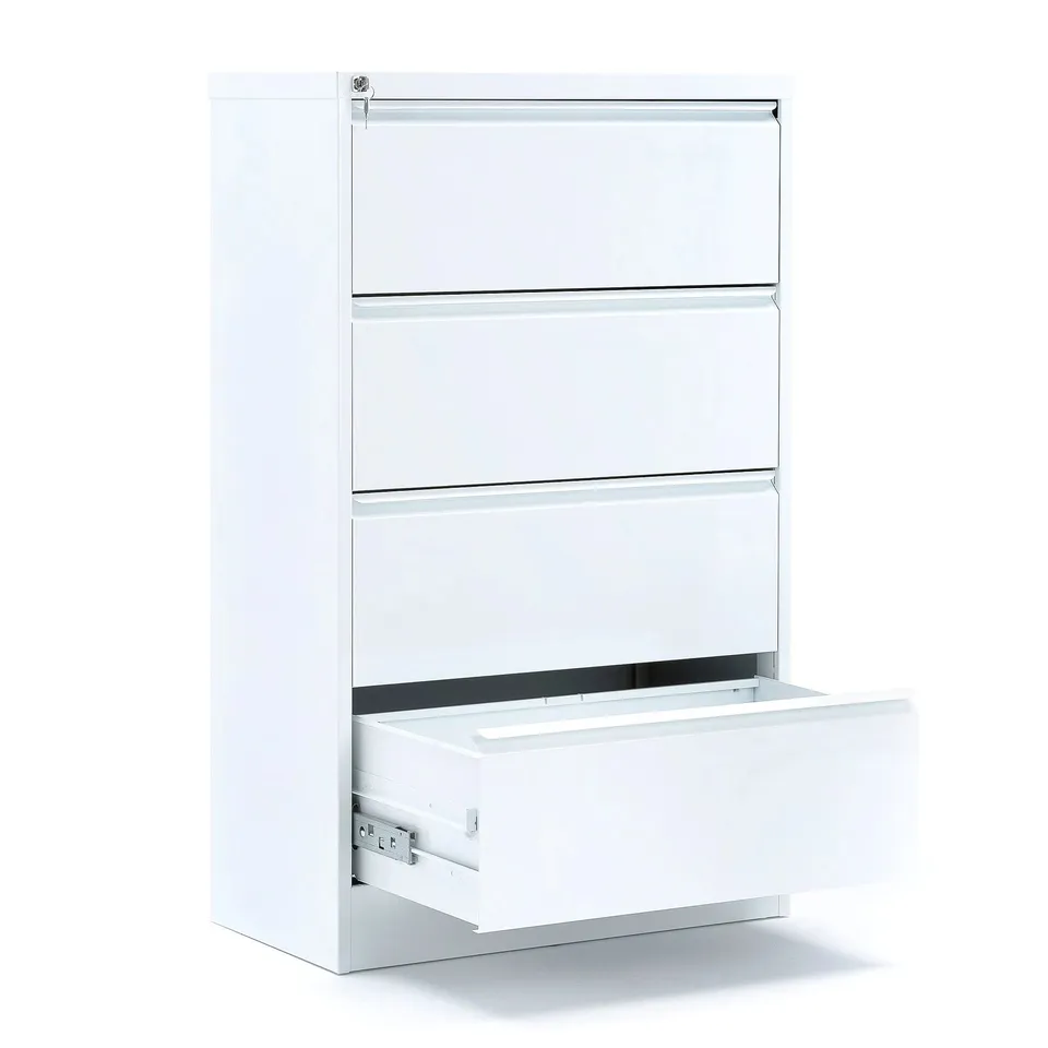 BOXED SIDE FILING CABINET INDEX A4 SIZE, 4 DRAWERS, 800X425X1320 MM, WHITE RRP £499