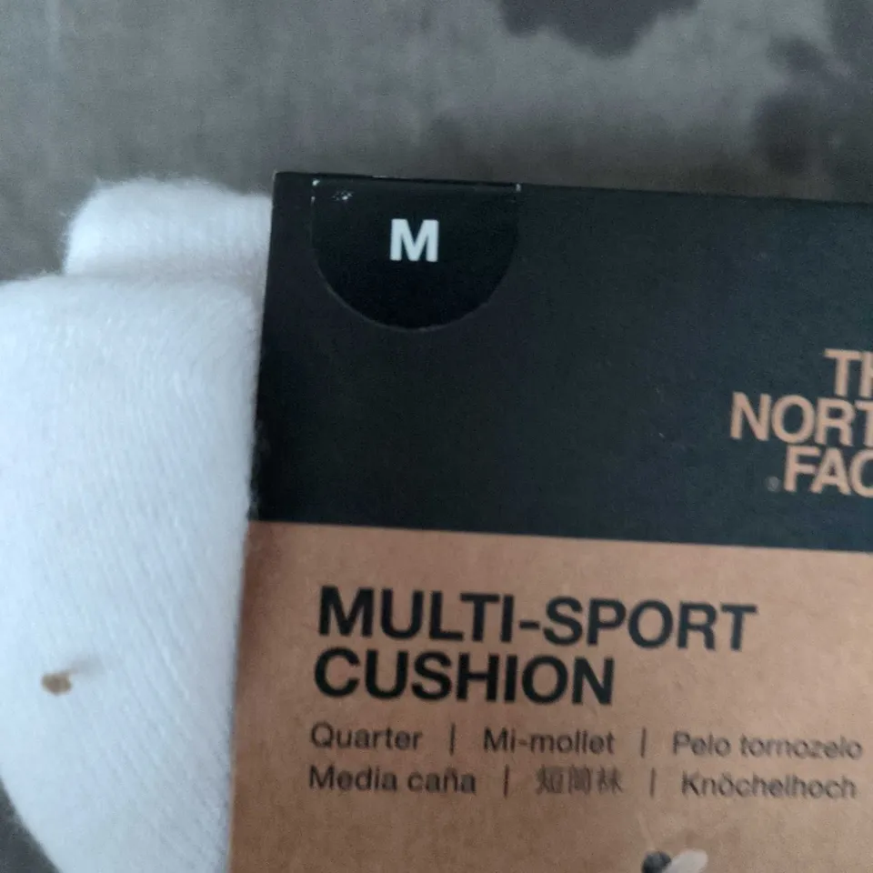 THE NORTH FACE MULTI-SPORT CUSHION SOCKS – WHITE, SIZE M, PACK OF 3