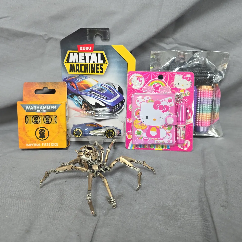 APPROXIMATELY 10 ASSORTED TOYS AND GAMES TO INCLUDE WARHAMMER IMPERIAL FISTS DICE, ETC