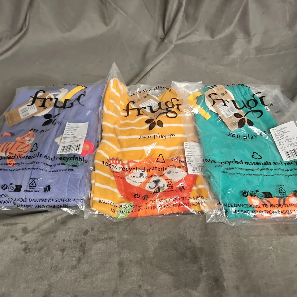 FRUGI X3 ASSORTED BABY CLOTHING ITEMS IN VARIOUS COLOURS SIZE 6-9MONTHS