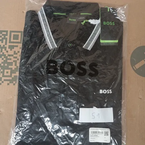 BAGGED BOSS POLO TOP IN BLACK SIZE XL