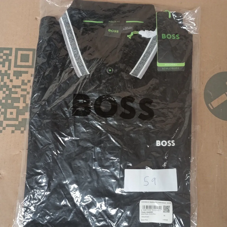 BAGGED BOSS POLO TOP IN BLACK SIZE XL