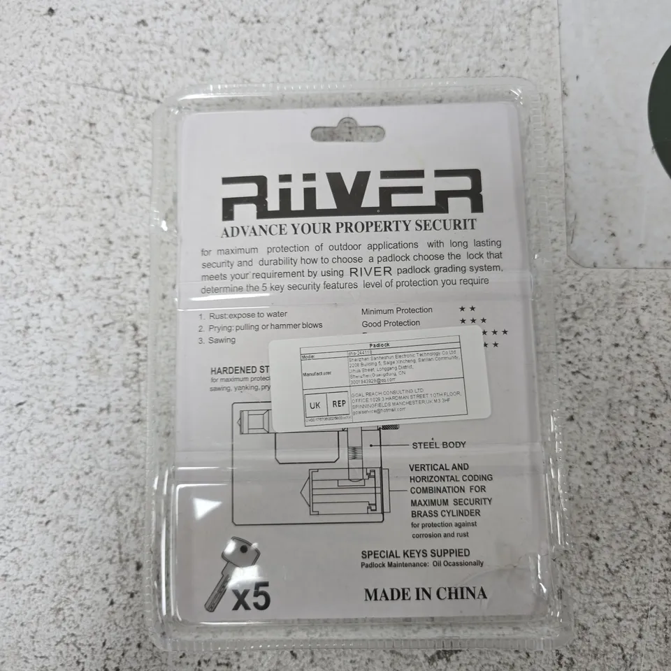 RIVER PADLOCK – HARDENED STEEL BODY, 5 KEYS