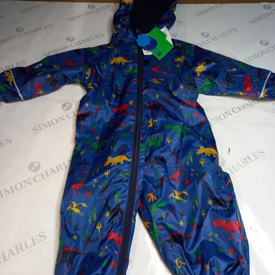 MOUNTAIN WAREHOUSE DINOSAUR PRINT WATERPROOF RAINSUIT - SIZE 6-12 MONTHS