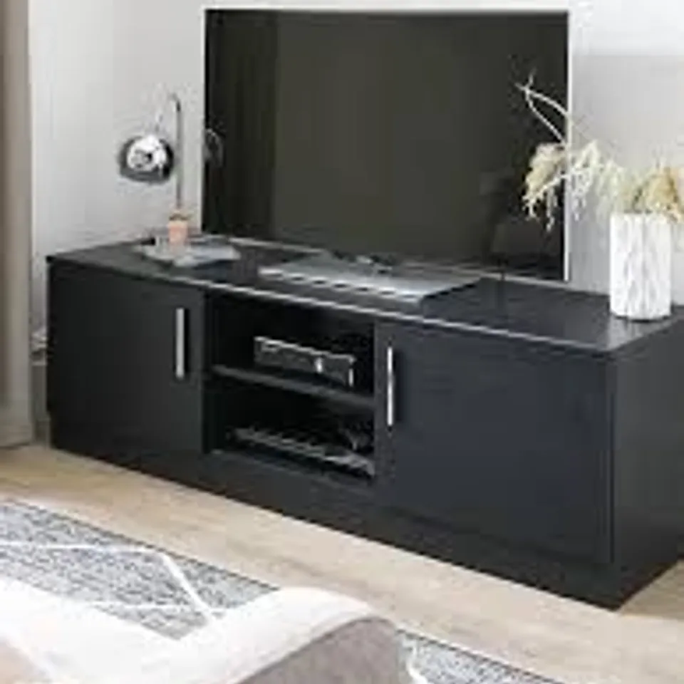 BOXED PANAMA 2 DOOR TV UNIT FOR TV'S UP TO 55" (1 BOX) - COLLECTION ONLY 