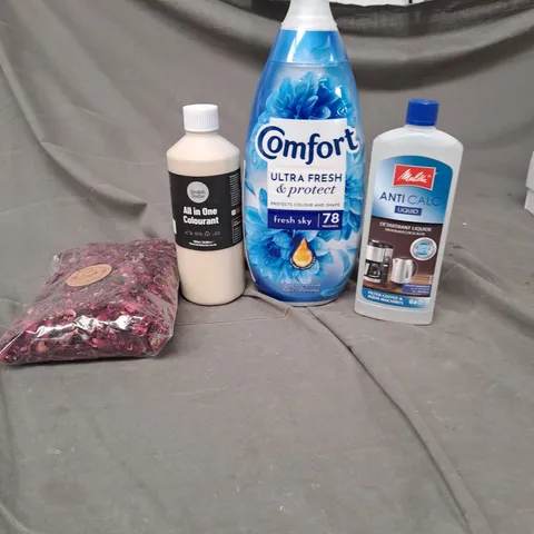 APPROXIMATELY 6 HOUSEHOLD ITEMS TO INCLUDE ALL IN ONE COLOURANT, COMFORT FABRIC SOFTENER AND ANTI CALC LIQUID