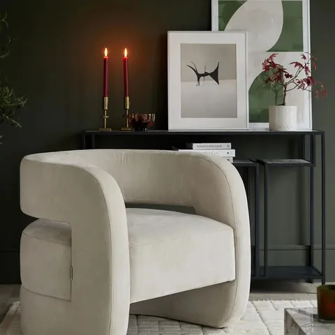 BOXED DANETTI SILAS NATURAL GREY FABRIC ACCENT CHAIR