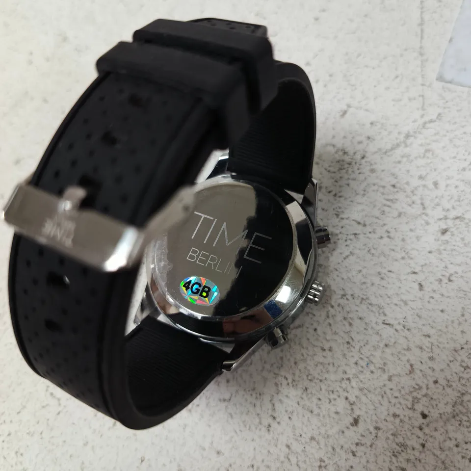 TIME BERLIN CHRONOGRAPH WATCH – BLACK DIAL, BLACK RUBBER STRAP