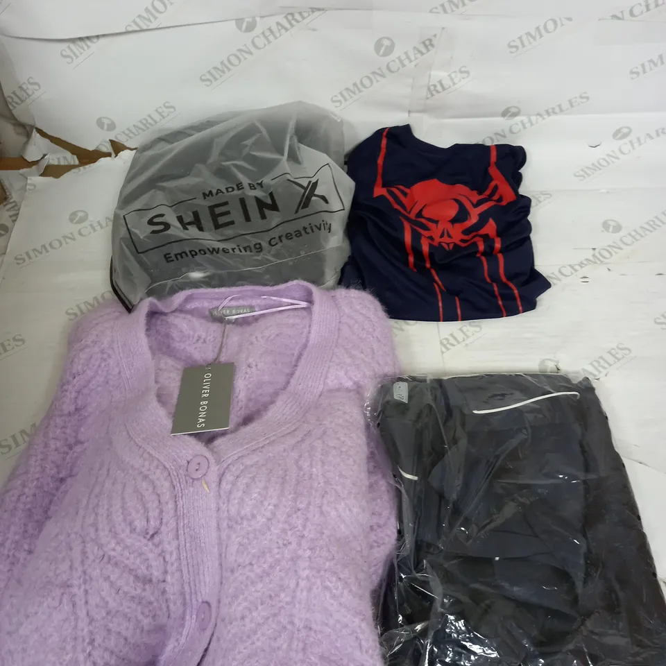 BOX OF APPROXIMATELY 18 ASSORTED ITEMS TO INCLUDE - DRESSES , JUMPERS , AND  T-SHIRTS ETC