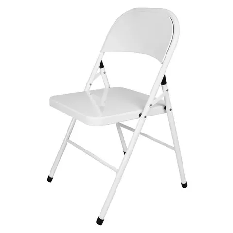 BOXED BOLERO FOLDING METAL CHAIRS WHITE (4 PACK)