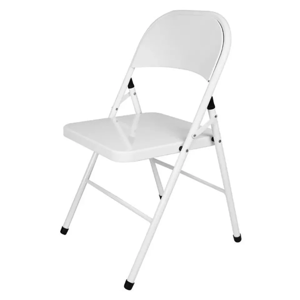 BOXED BOLERO FOLDING METAL CHAIRS WHITE (4 PACK)