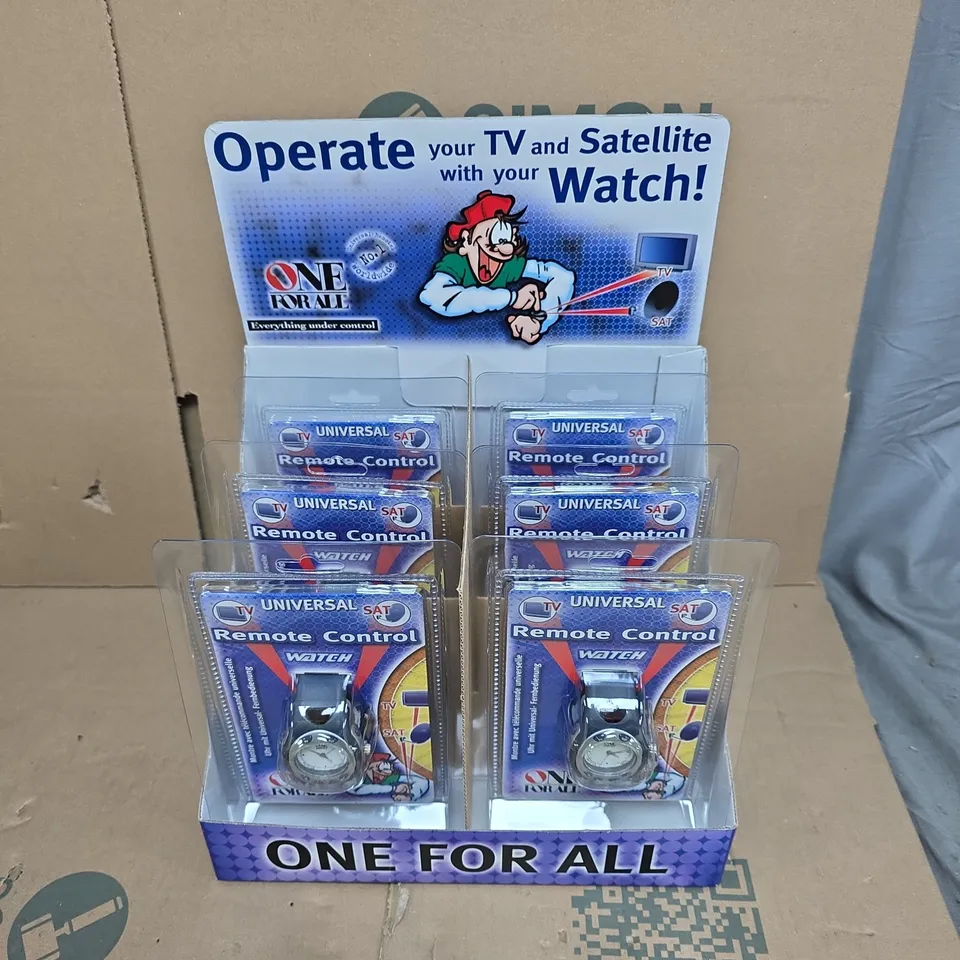 BOX OF 6 ONE FOR ALL UNIVERSAL REMOTE CONTROL WATCH WITH STORE DISPLAY CASE 
