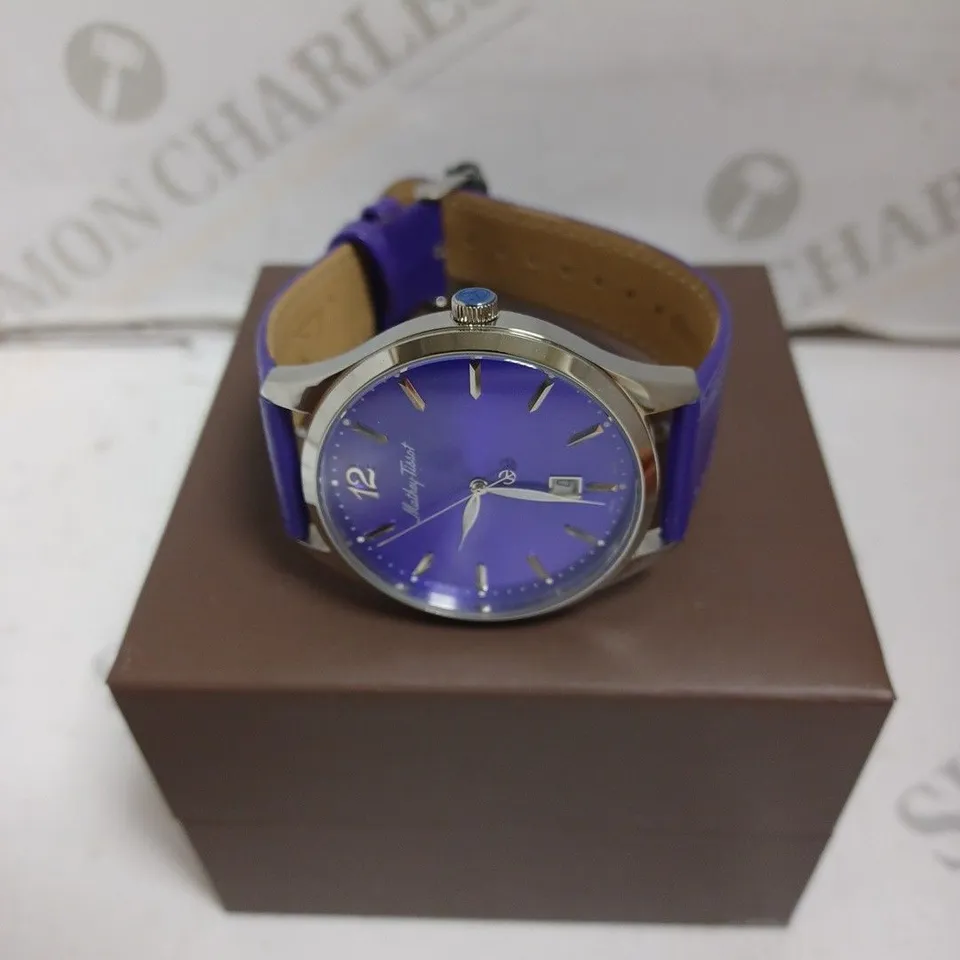 BOXED MATHEY-TISSOT WATCH - SWISS MADE - SAPPHIRE CRYSTAL - STAINLESS STEEL CASE - LEATHER STRAP - WATER RESISTANT 5 ATM. 