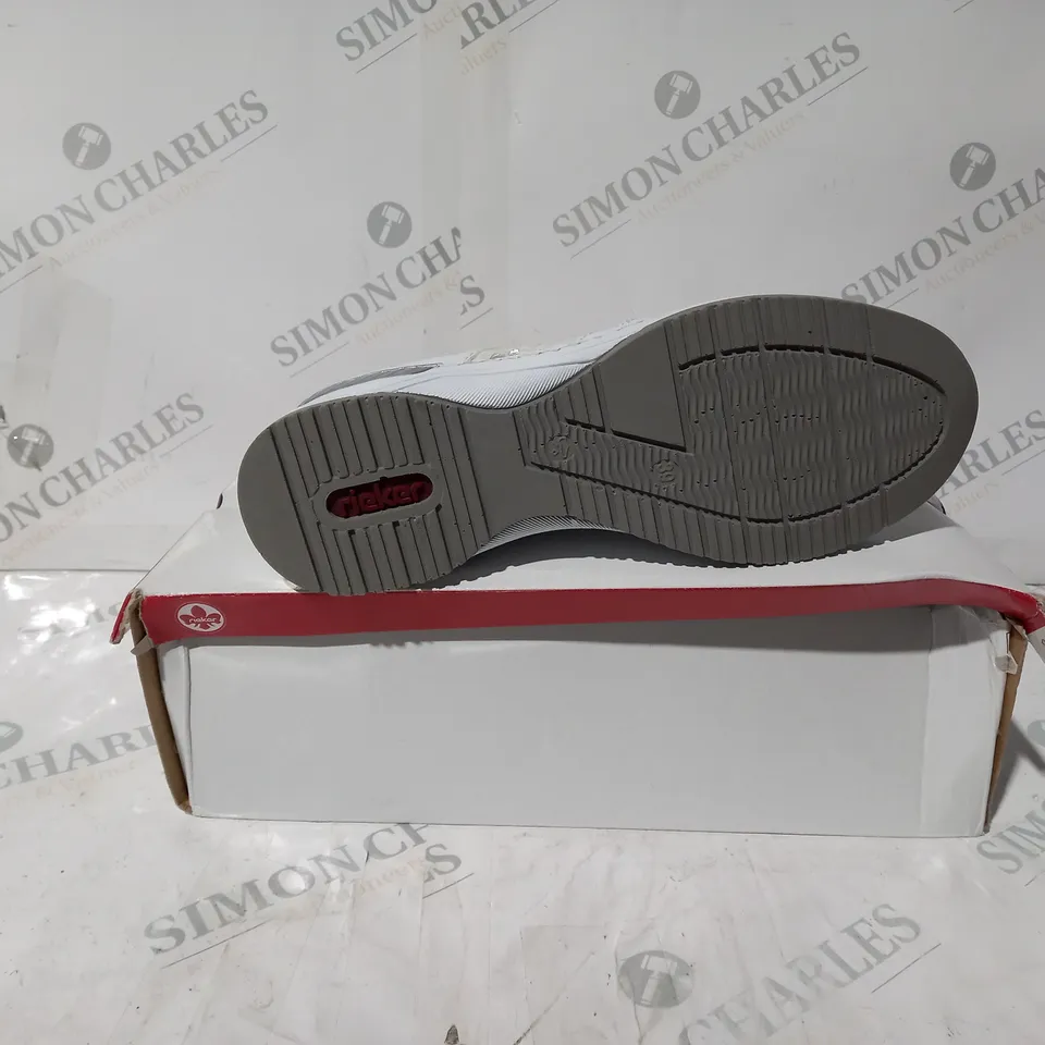 boxed PAIR OF RIEKER LACE UP SPORT TRAINERS in white uk SIZE 6