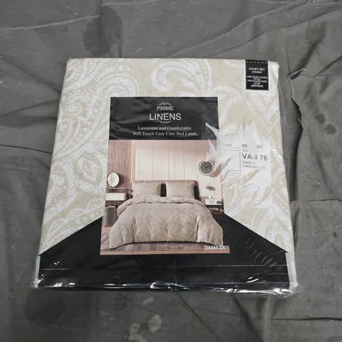 PRIME LINENS DUVET COVER SET – DOUBLE, DAMASK BEIGE