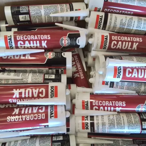 BOX CONTAINING LARGE AMOUNT OF DECORATORS CAULK 