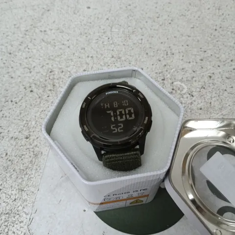 PINDOWS MEN’S DIGITAL SPORT WATCH – BLACK WITH GREEN STRAP