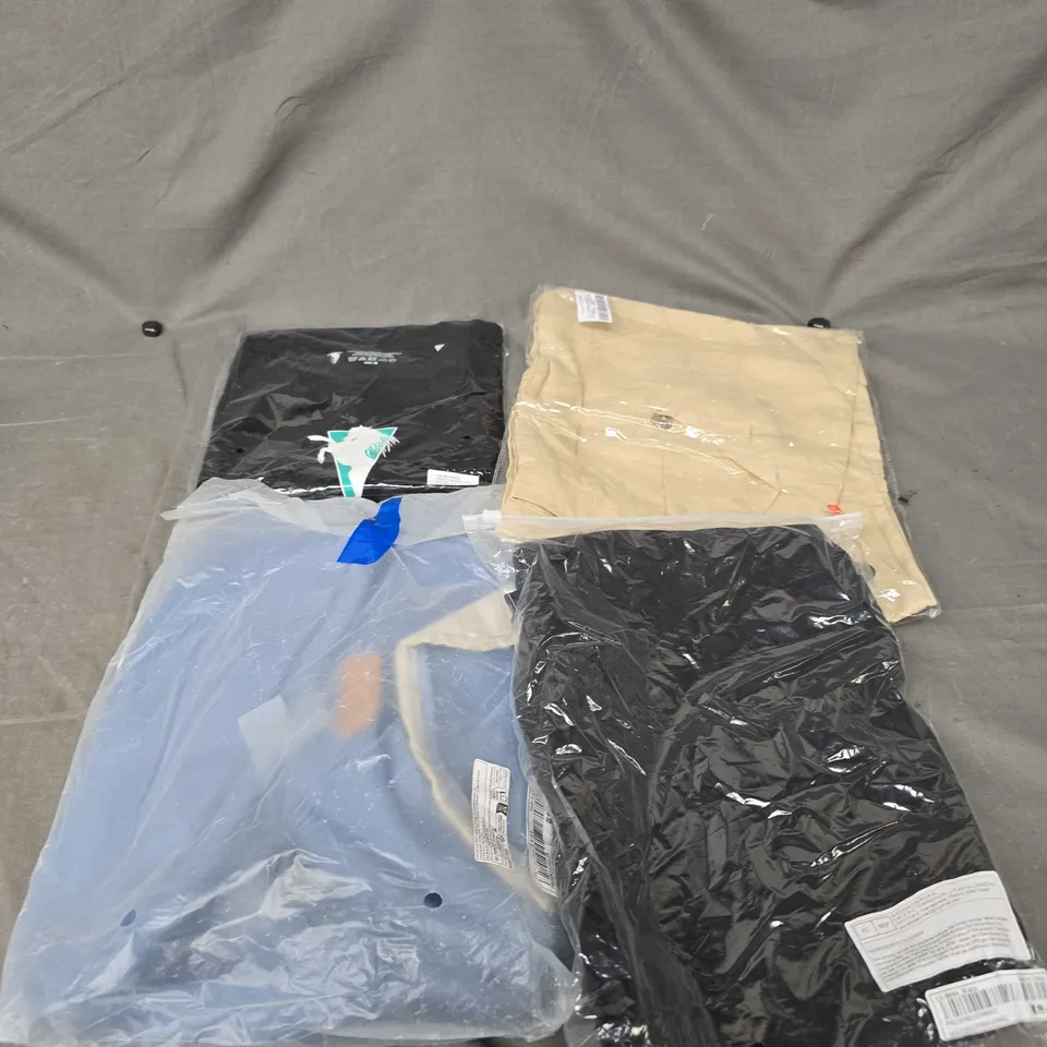 LARGE BOX OF APPROXIMATELY 20 ASSORTED CLOTHING ITEMS IN VARIOUS SIZES, STYLES AND COLOUR 