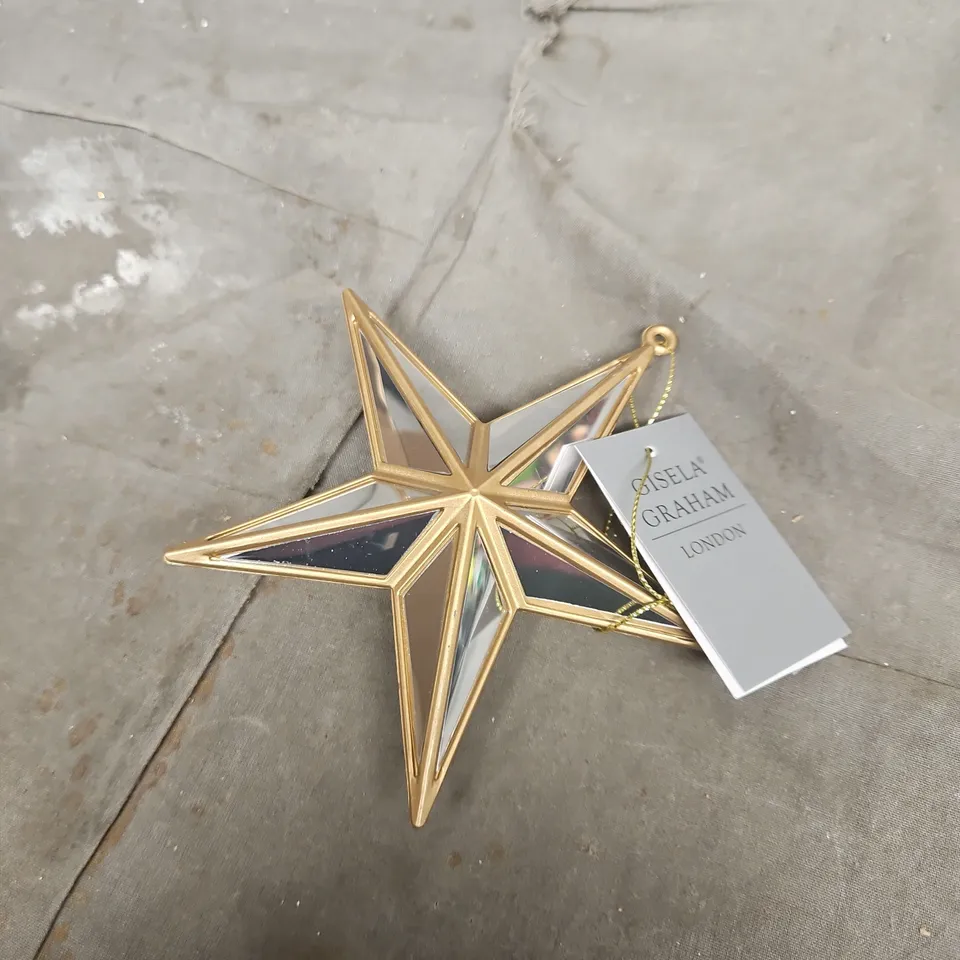 12 X GISELA GRAHAM MINI GOLD MIRROR STAR ORNAMENTS