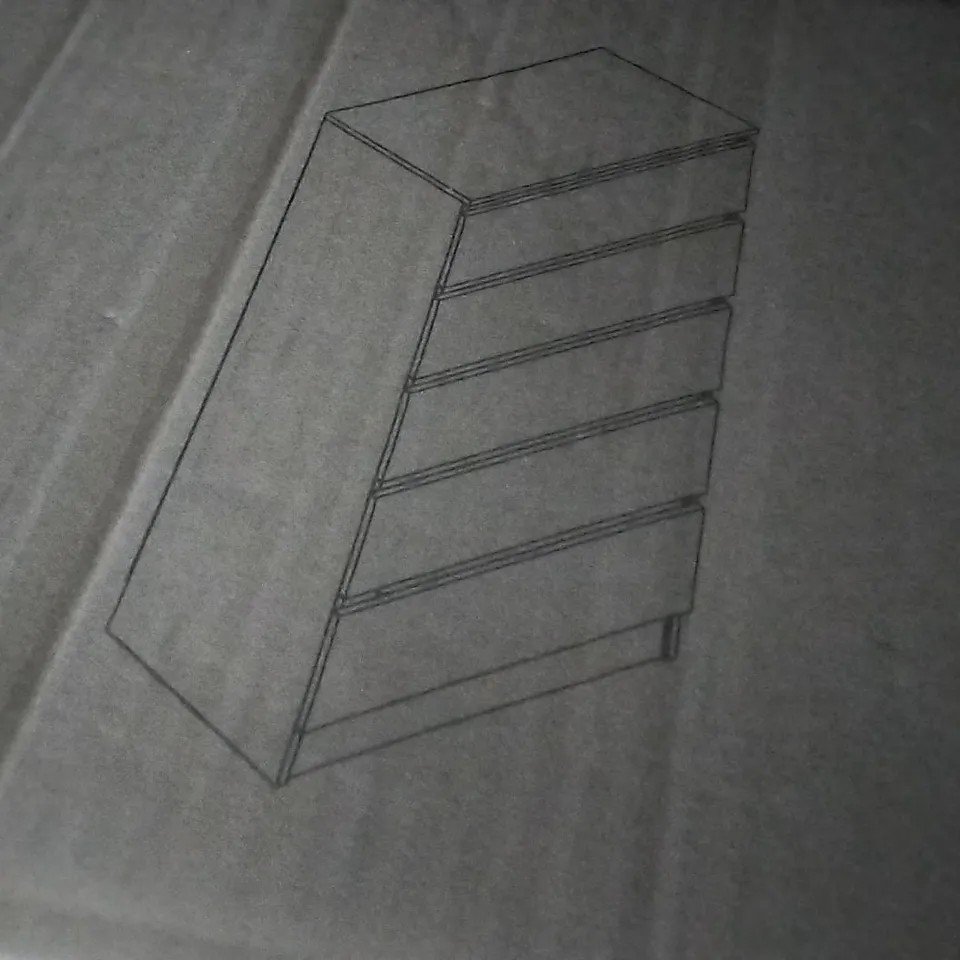 BOXED CHILTON 5 DRAWER 128CM - WHITE GLOSS (BOX 1 OF 2 ONLY)