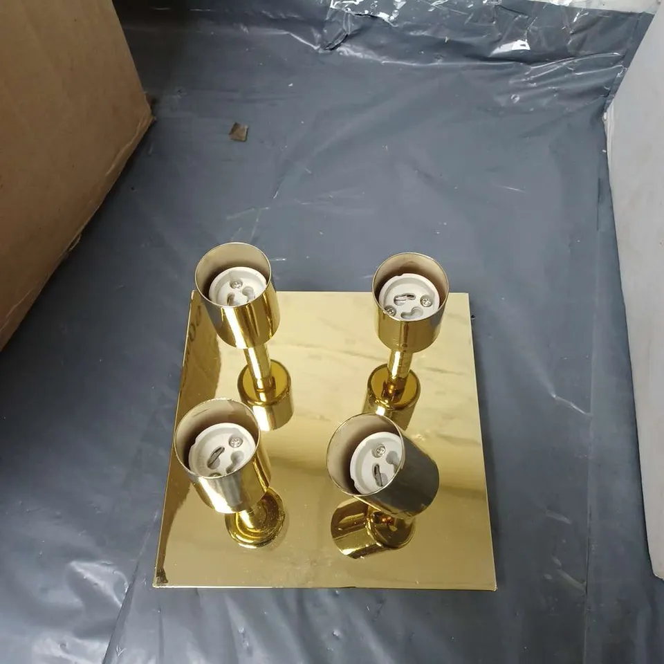LOT CONTAINING X20 GU4SQSP 230V SQUARE QUADRUPLE GU/Z SPOTLIGHTS, 9 ADJUSTABLE WHITE WALL LIGHTS MODEL WB309 12 LARGE WALL MOUNTED SPOTLIGHTS