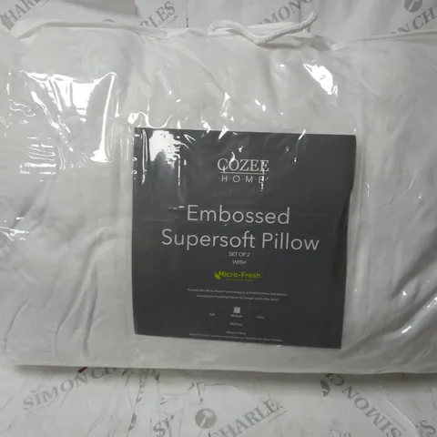 COZEE HOME SET OF 2 SUPERSOFT EMBOSSED PILLOWS WITH MICRO-FRESH MEDIUM