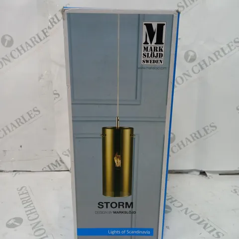 BOXED MARK SLOJD STORM CYLINDER CEILING PENDANT LIGHT METAL GOLD