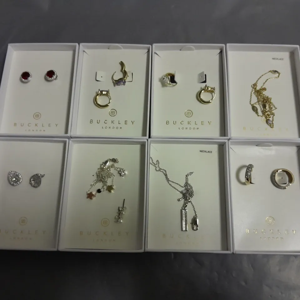 LOT OF 8 ASSORTED BOXED BUCKLEY LONDON JEWELLERY ITEMS