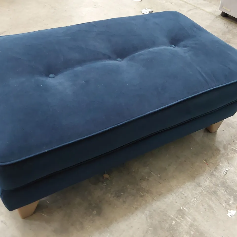 QUALITY BRITISH DESIGNER LOUNGE Co. RECTANGULAR FOOTSTOOL BLUE PLUSH FABRIC 