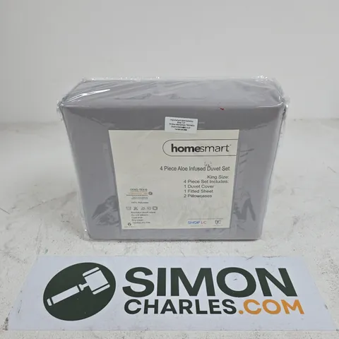 HOMESMART 4PC ALOE INFUSED DUVET SET IN GREY - KING SIZE