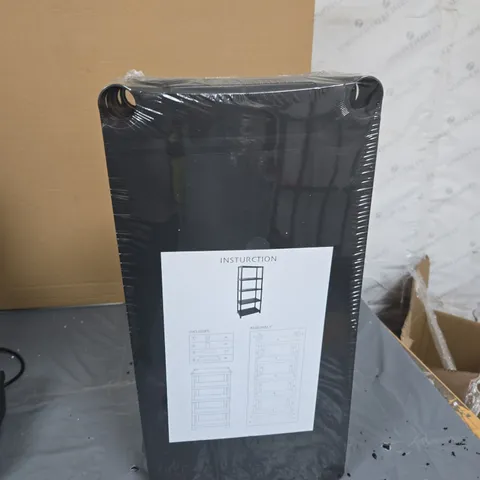 BLACK PLASTIC 4-SHELF STORAGE RACK