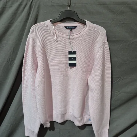 CREW CLOTHING COMPANY LADIES' LIGHT PINK KNITTED JUMPER - SIZE 18