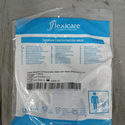 FLEXICARE ADULT MEDIUM CONCENTRATION OXYGEN MASK WITH HEAD STRAP AND 2.1M TUBING