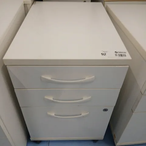 THREE PORTABLE THREE DRAWER OFFICE CHEST OF DRAWERS