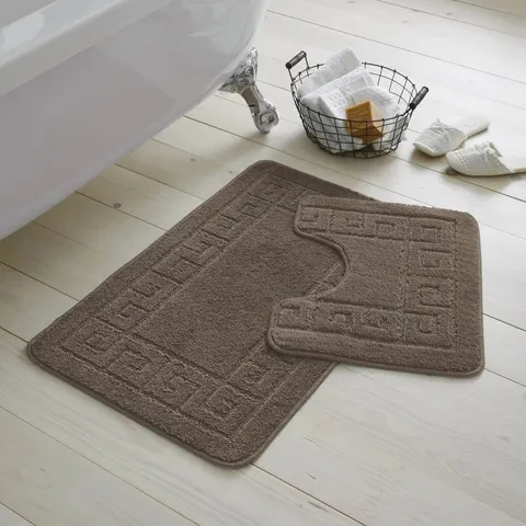 BAGGED 2 PIECE RECTANGULAR / U SHAPED BATH MAT SET RED 