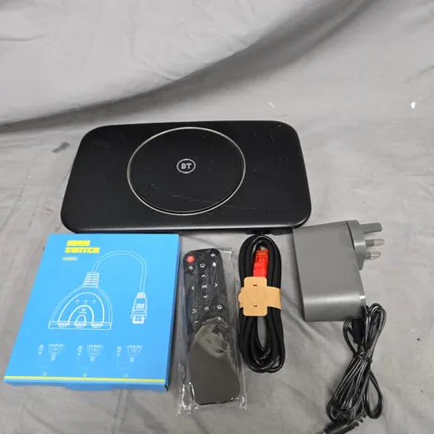 APPROXIMATELY 20 ELECTRICAL ITEMS TO INCLUDE - REMOTE CONTROLS, BT WIFI HUB AND POWER ADAPTERS