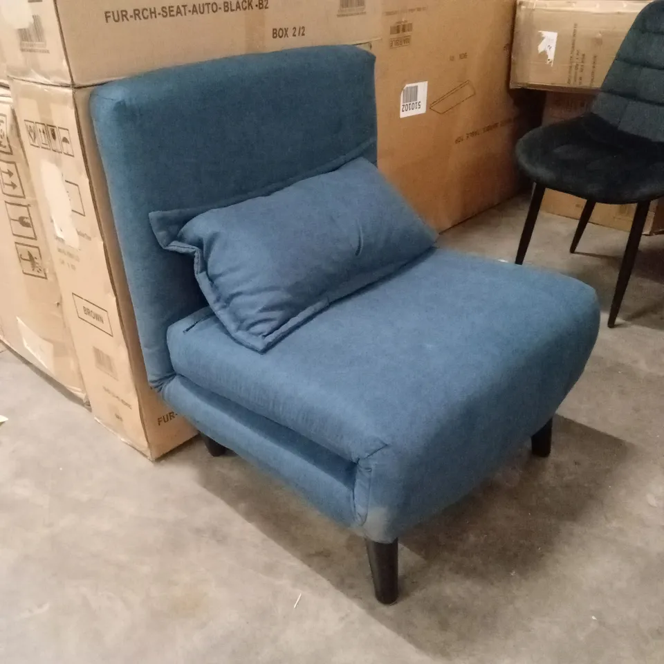 HARPER 1 SEATER FOLDING CLICK CLACK SOFA BED - BLUE 