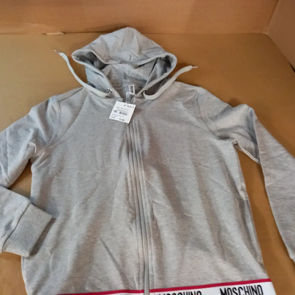 MOSCHINO UNDERWEAR TAPE ZIP HOODIE IN LIGHT GREY - 12 M
