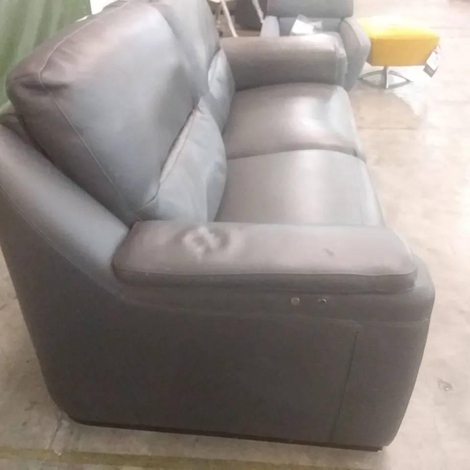 QUALITY DESIGNER AVOLA NEW ELECTRIC 3 SEATER RECLINER SOFA DARK GREY LEATHER
