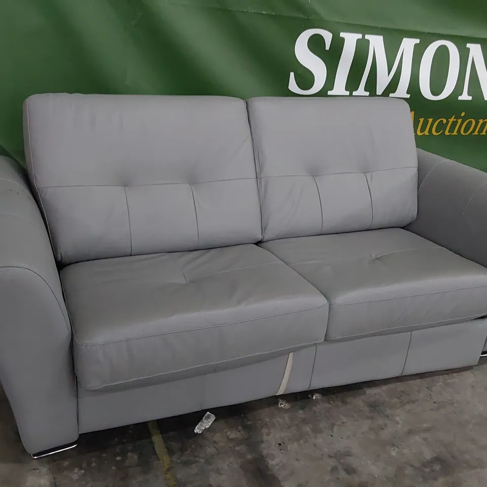 DESIGNER METAL ACTION SOFA BED GREY LEATHER 