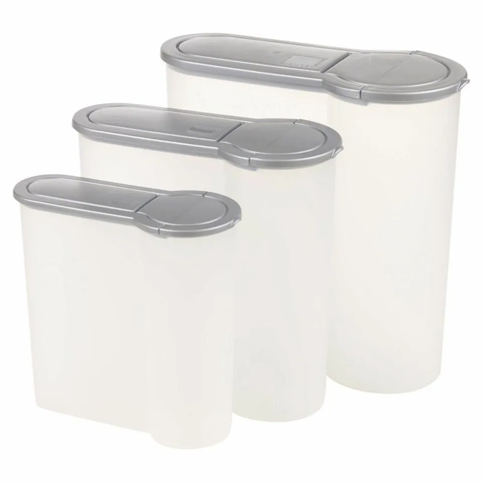  BOXED THREE CONTAINER FOOD SET - GREY