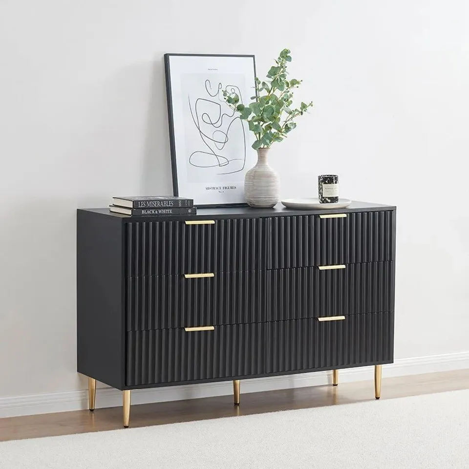BOXED EVIE 6 DRAWER CHEST - BLACK