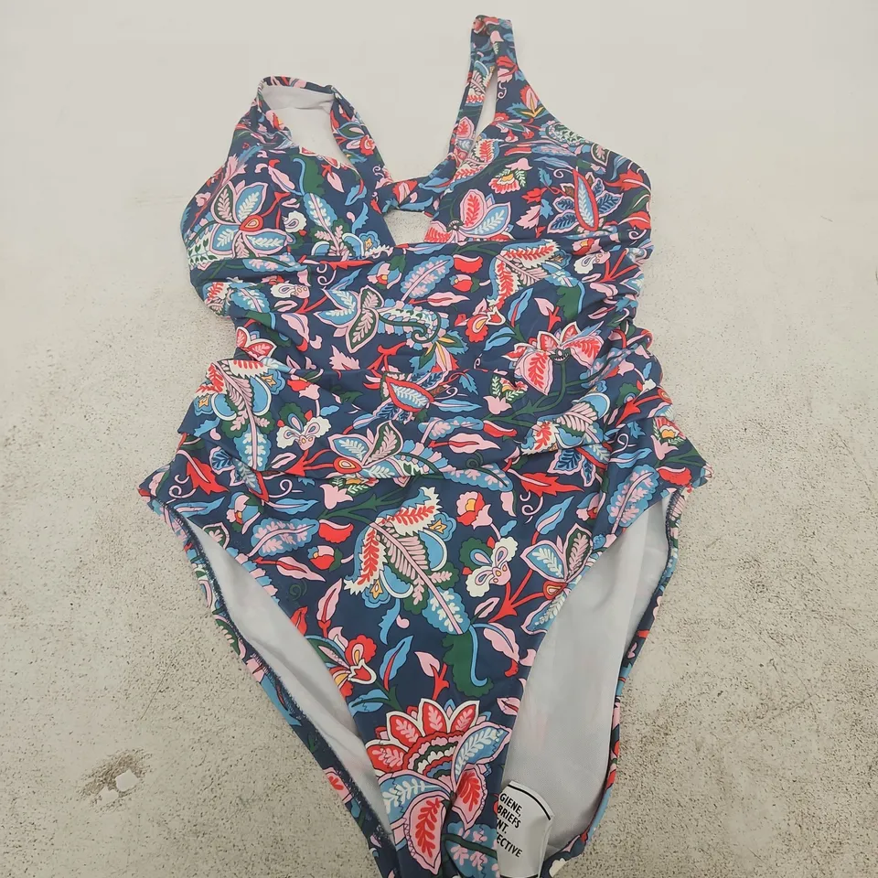BODEN FLORAL PRINT ONE-PIECE SWIMSUIT – UK 12R (US 8R) NAVY