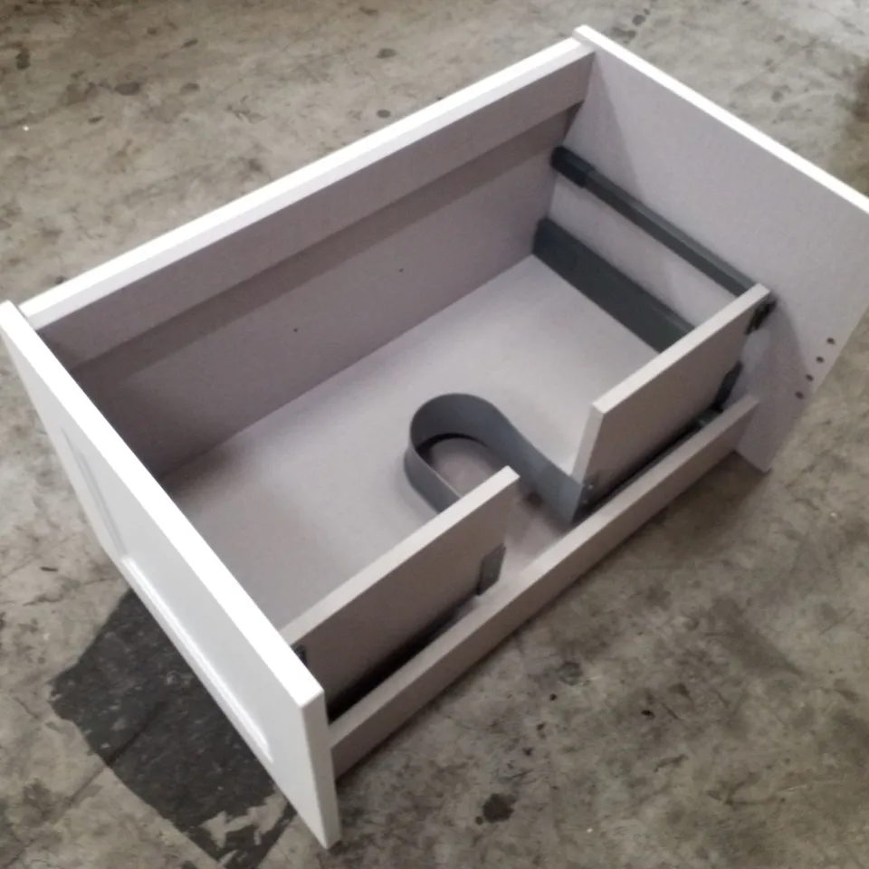 BOXED AS NEW CALYPSO CHELWORTH WALL HUNG VANITY UNIT IN CONTOUR WHITE ASPEN - 737X413X448MM