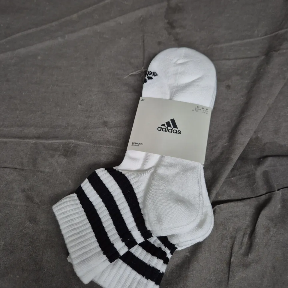 ADIDAS CUSHIONED SOCKS – WHITE, SIZE L