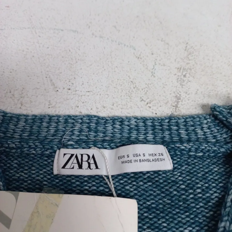 ZARA WOMEN'S KNIT CARDIGAN – TEAL, SIZE S (EU S / US S / MX 26) MADE IN BANGLADESH