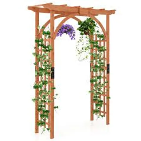 BOXED WOOD ARBOR ARCH WOODEN GARDEN TRELLIS ARBOR PERGOLA ARCH-BROWN