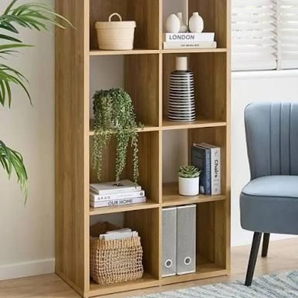 BOXED METRO 8 SHELF UNIT - OAK (1 BOX)